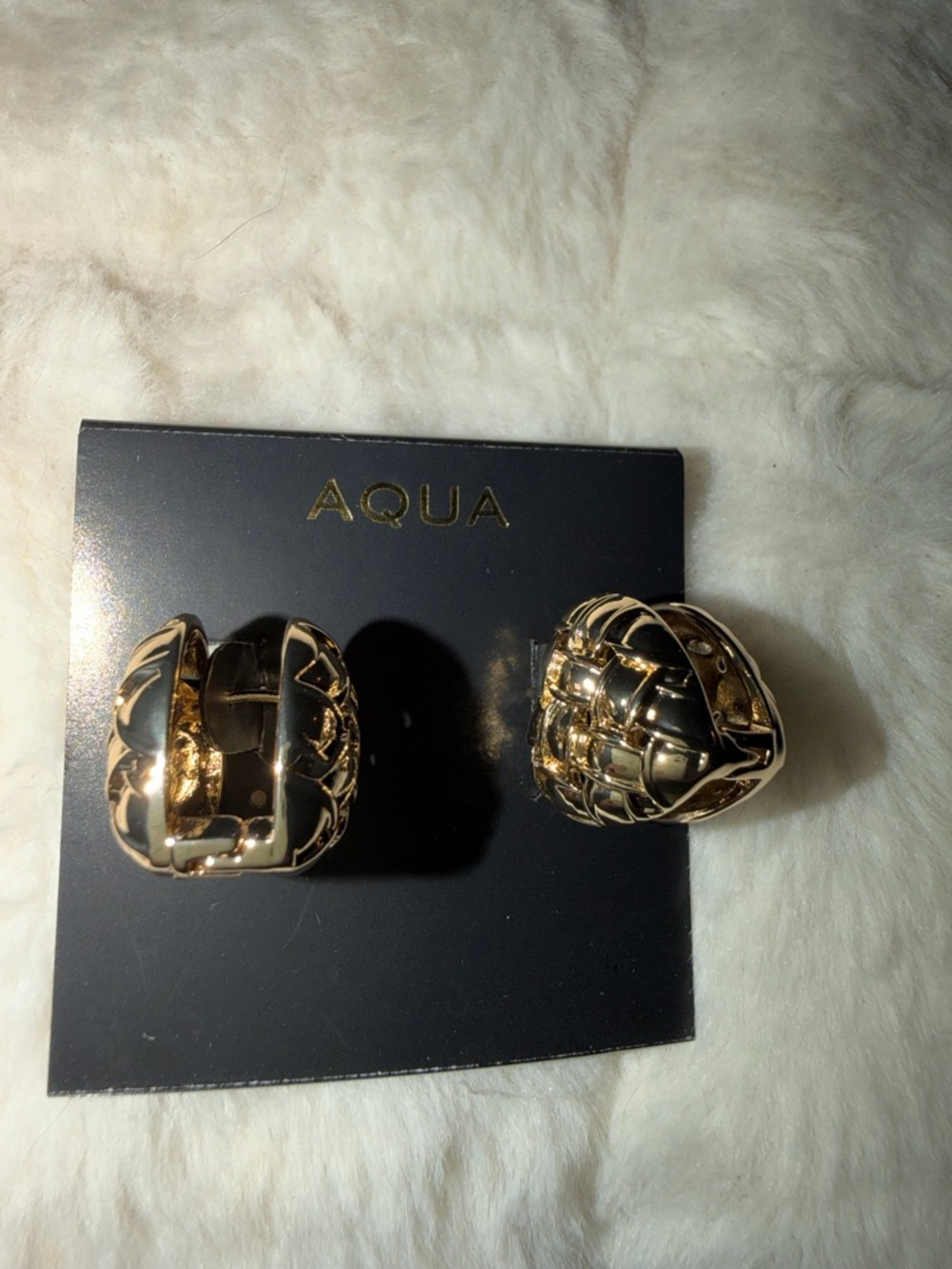 Aqua Gold Quilted puffy Heart Earrings